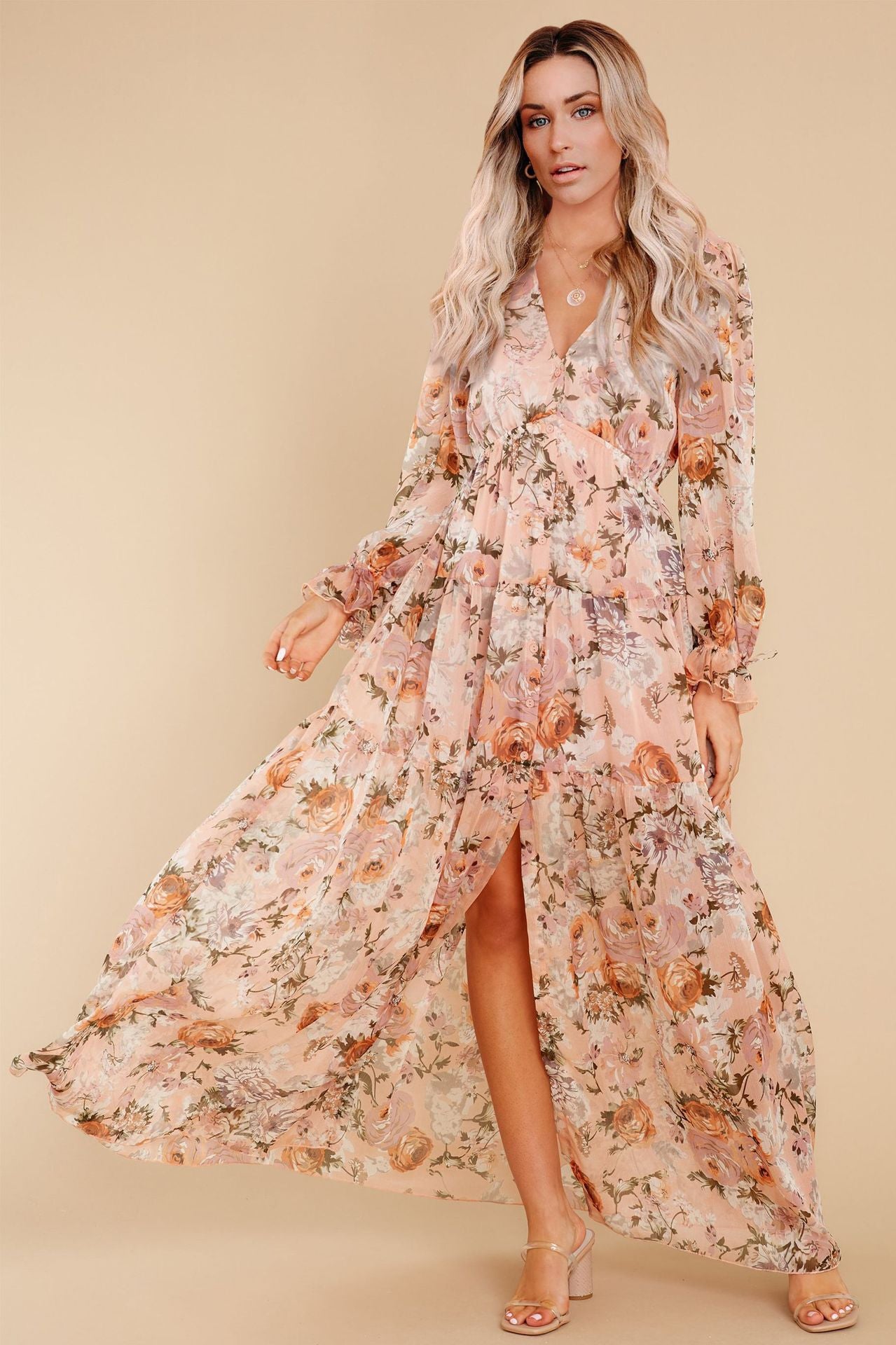 KittenAlarm - Prosperous Floral Chiffon Boho Maxi Dress - FINAL SALE