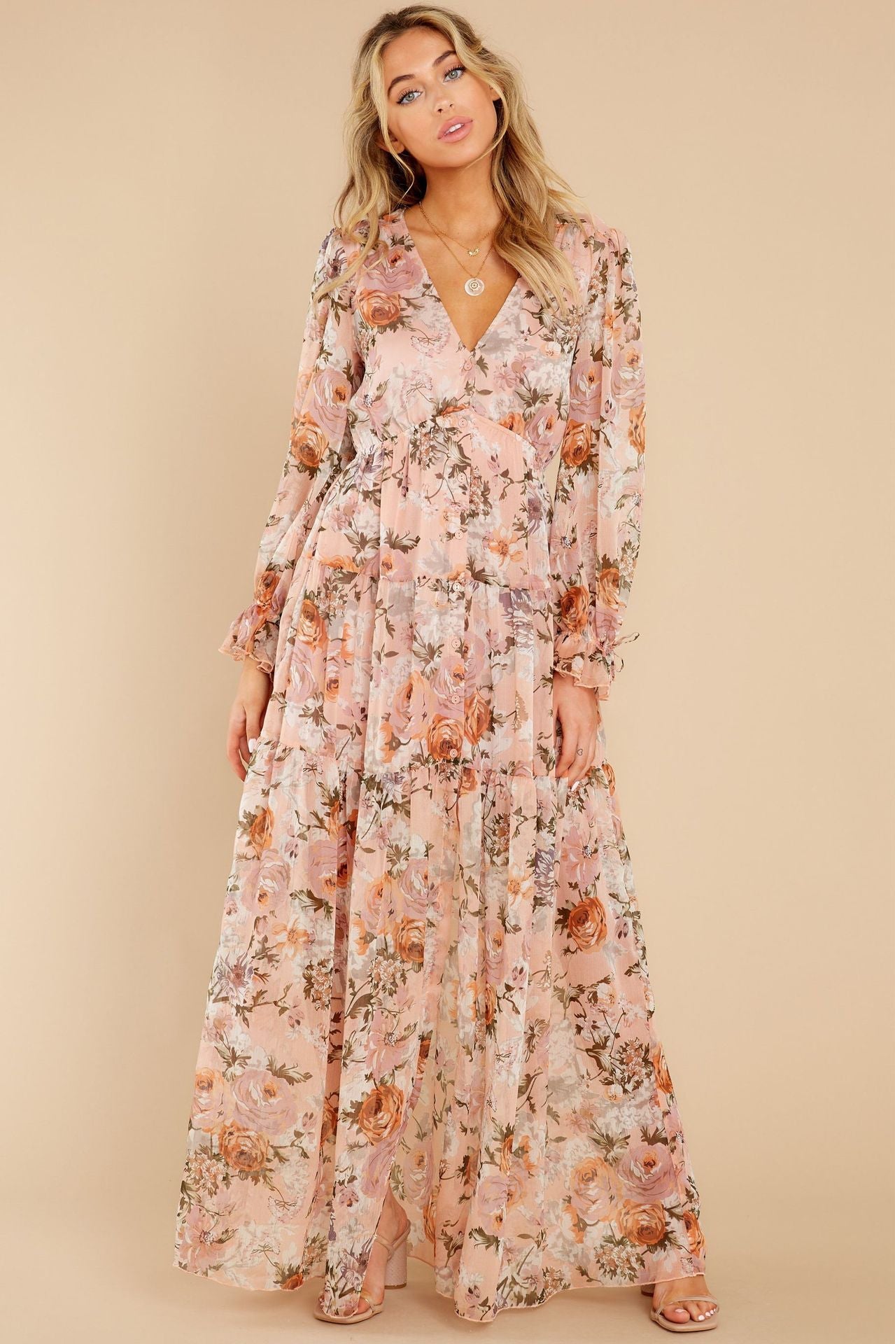 KittenAlarm - Prosperous Floral Chiffon Boho Maxi Dress - FINAL SALE