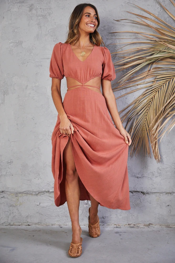 Neoma Cutout Maxi Dress - Bright Blush