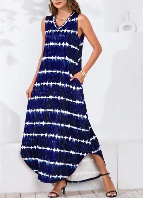 Powell Striped Adjustable Maxi Dress - Navy