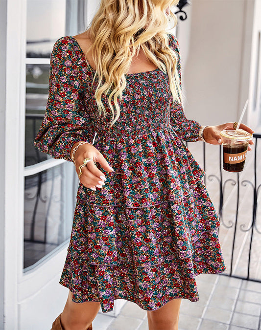 Salma Smocked Floral Tiered Babydoll Dress