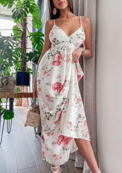 Hawaiian Floral Ruffle Halter Maxi Dress - FINAL SALE