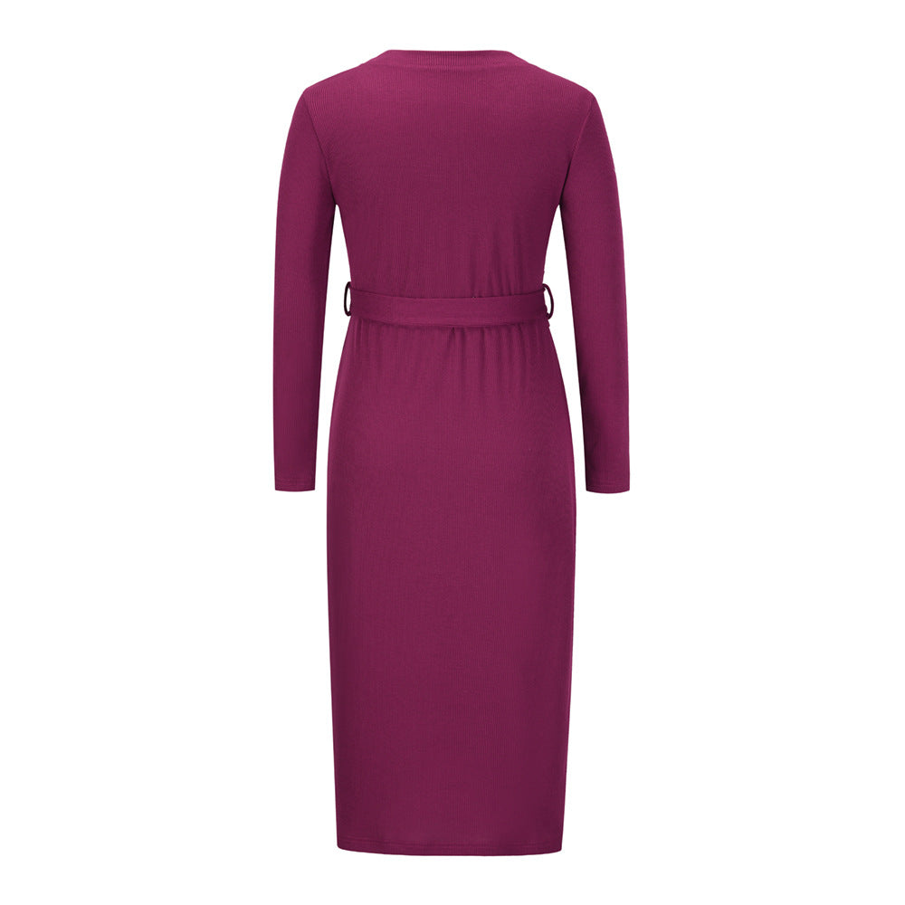 Sakura Ribbed Knit Midi Dress - Mulberry