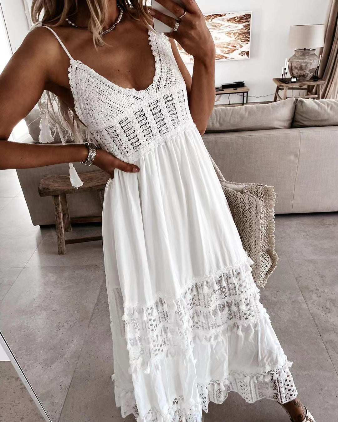 Devoted Cotton Lace Eyelet Midi Dress