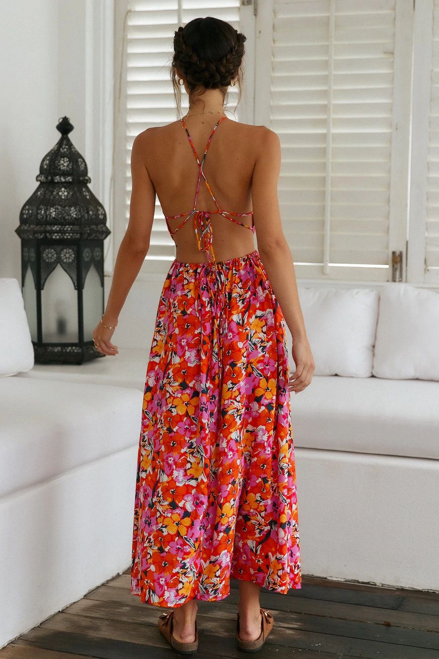 Keira Floral Cutout Halter Maxi Dress - FINAL SALE