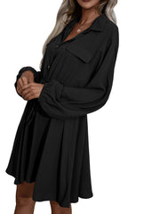 Remy Cotton Pocketed Shirt Dress - Ink - FINAL SALE