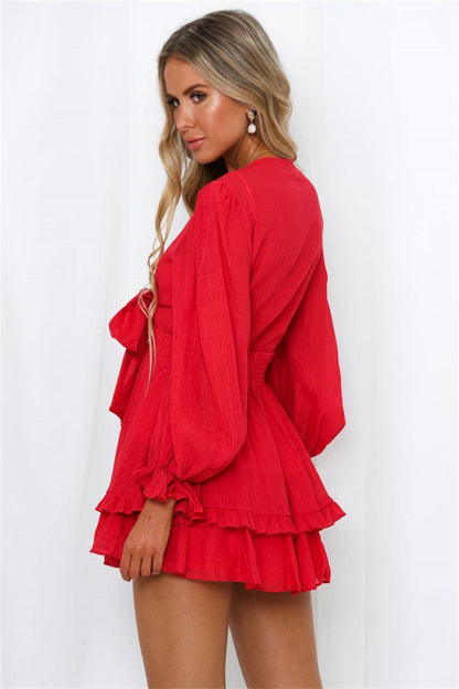 Hot In Here Pleated Chiffon Dress - Red - FINAL SALE