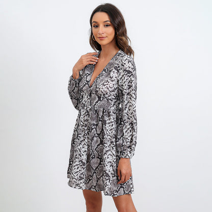 Laurent Python Print Twist Kimono Dress