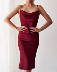 Night To Remember Satin Maxi Dress - Merlot