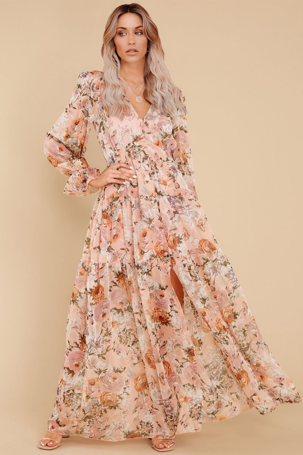 KittenAlarm - Prosperous Floral Chiffon Boho Maxi Dress - FINAL SALE