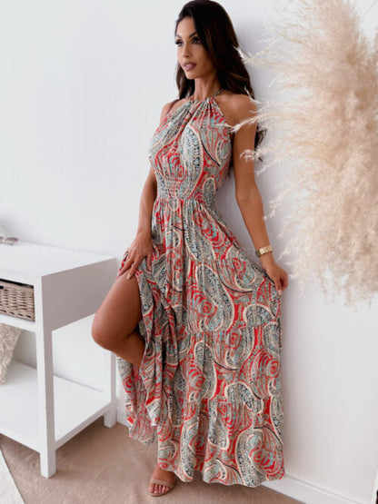 Never Too Much Printed Open Back Maxi Dress