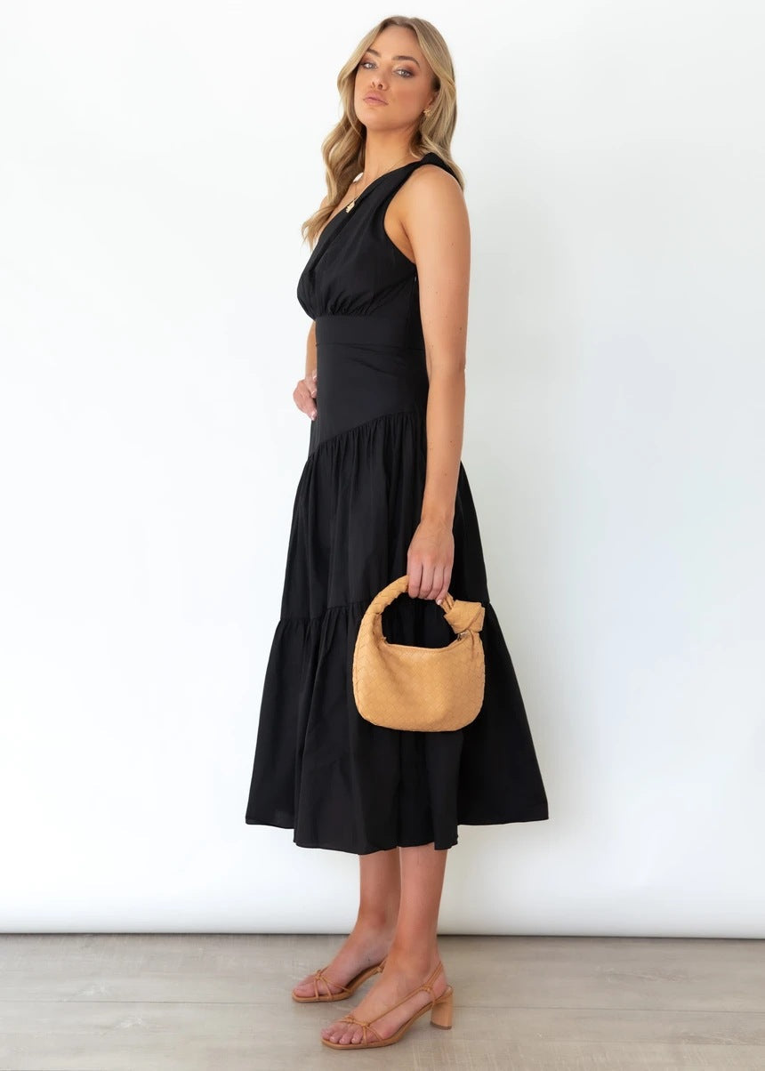 Fall In Love One Shoulder Maxi Dress - Black