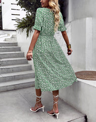 Outback Pocketed Floral Smocked Midi Dress
