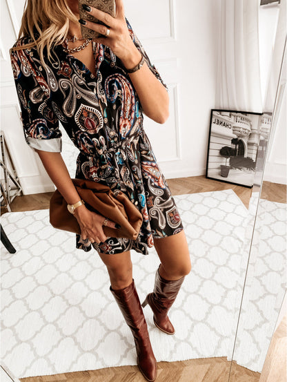 Ridgewood Printed Button Down Shirt Dress - FINAL SALE