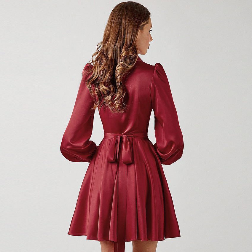 Meet And Greet Satin Drape Dress - Wine