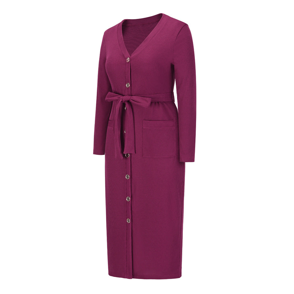 Sakura Ribbed Knit Midi Dress - Mulberry