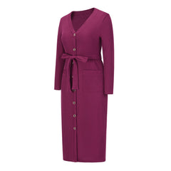 Sakura Ribbed Knit Midi Dress - Mulberry