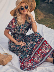 Cailynn Pocketed Kimono Maxi Dress - Plum