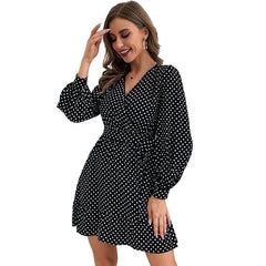 Leyla Polka Dot Shimmer Dress - Black