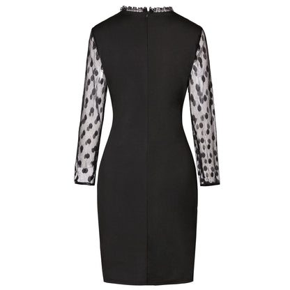 Carmina Statement Sleeve Bodycon Dress - Black - FINAL SALE