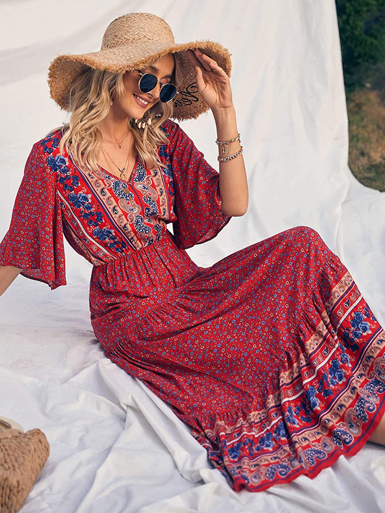 Jayleen Printed Smocked Midi Dress - FINAL SALE