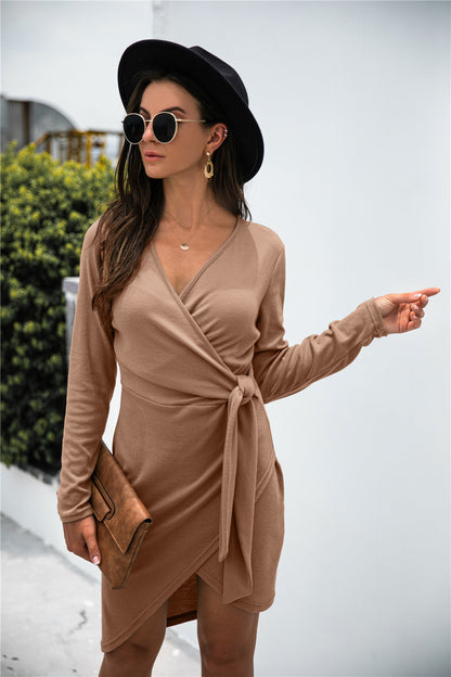 Gabriella Ribbed Twist Dress - Camel