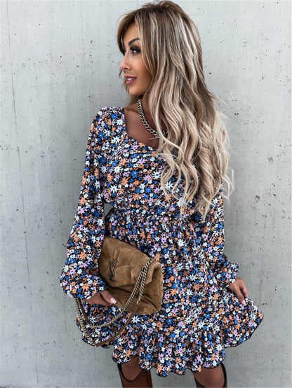 Cathy Floral Bell Sleeve Ruffle Dress - FINAL SALE