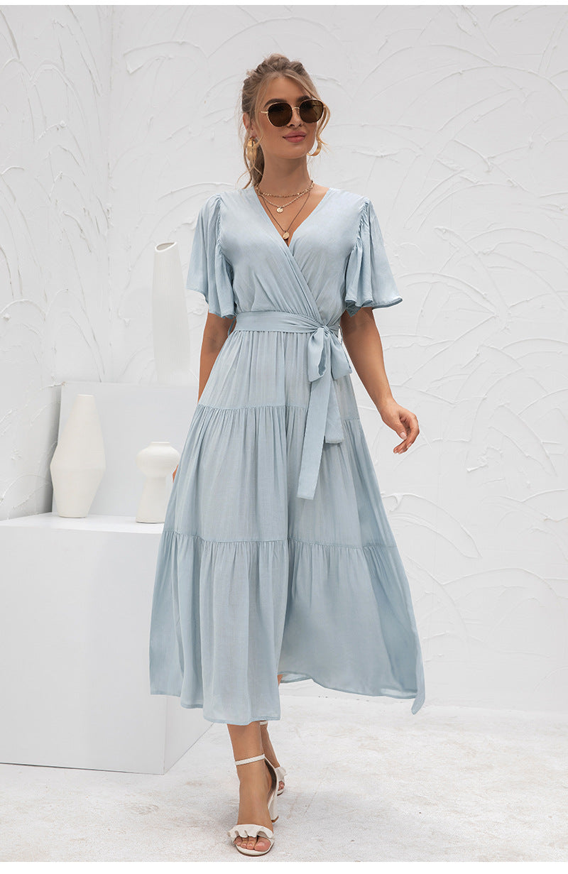 Saint Tropez Puff Sleeve Wrap Midi Dress