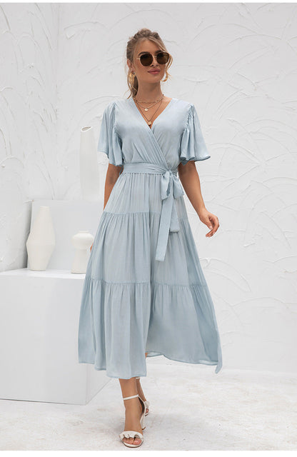 Saint Tropez Puff Sleeve Wrap Midi Dress