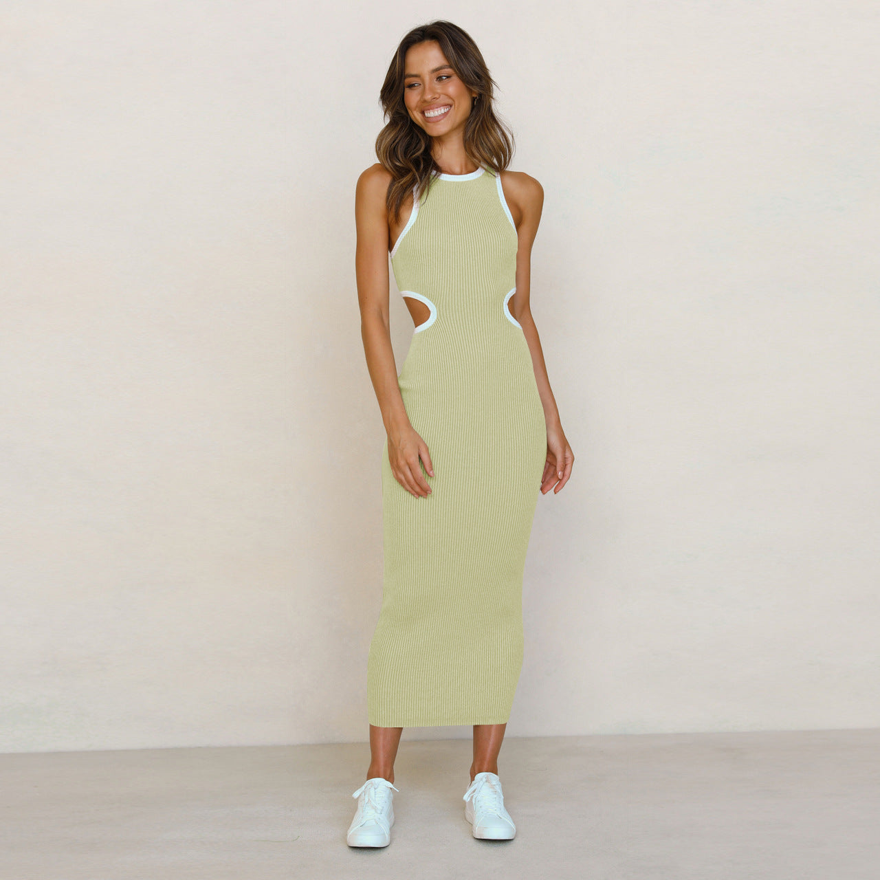 Kajus Ribbed Cutout Knit Midi Dress