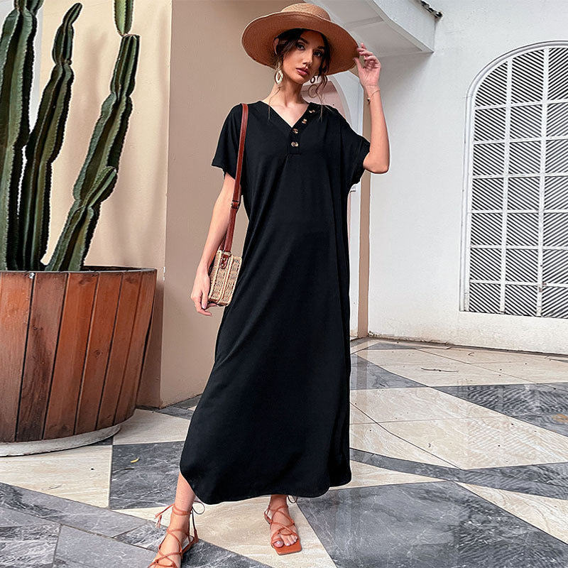 Retrograde Cotton Blend Midi T-Shirt Dress