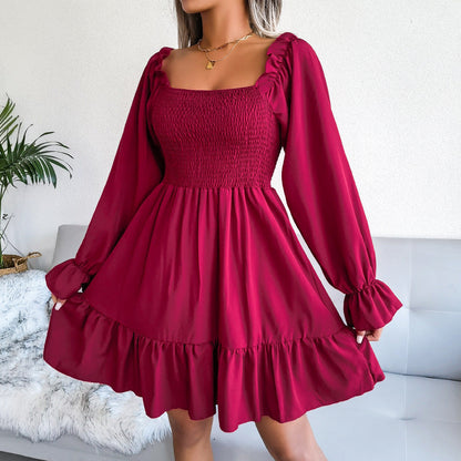 Starts With Love Smocked Dress - Wine - FINAL SALE