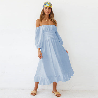 Samantha Puff Sleeve Midi Dress - French Blue