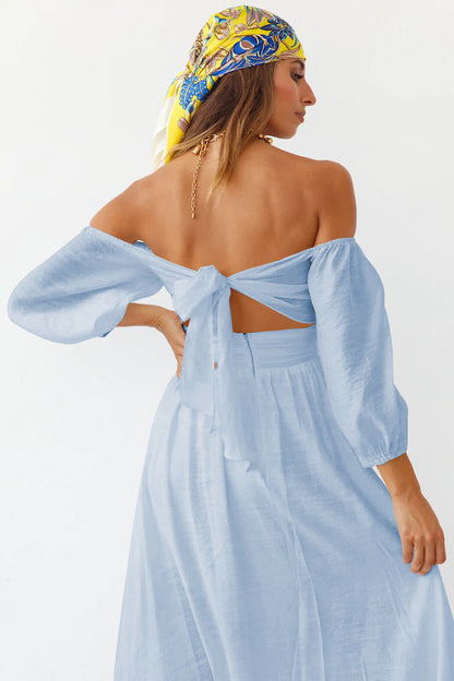 Samantha Puff Sleeve Midi Dress - French Blue