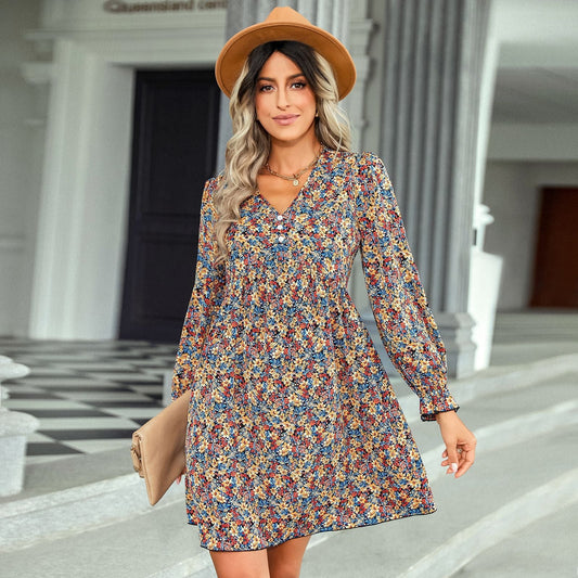 Rainstone Floral Ruffle Tie Dress - FINAL SALE