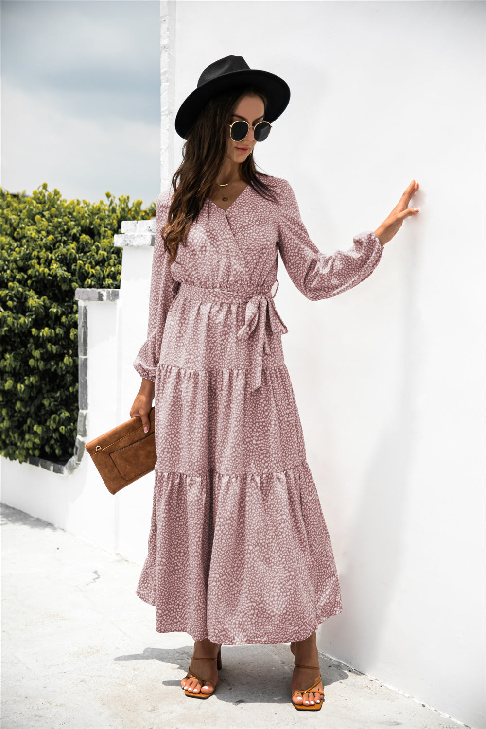 Sanibel Swiss Dot Boho Maxi Dress - Marsala