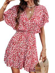 Layva Printed Ruffle Tiered Dress - Mauve