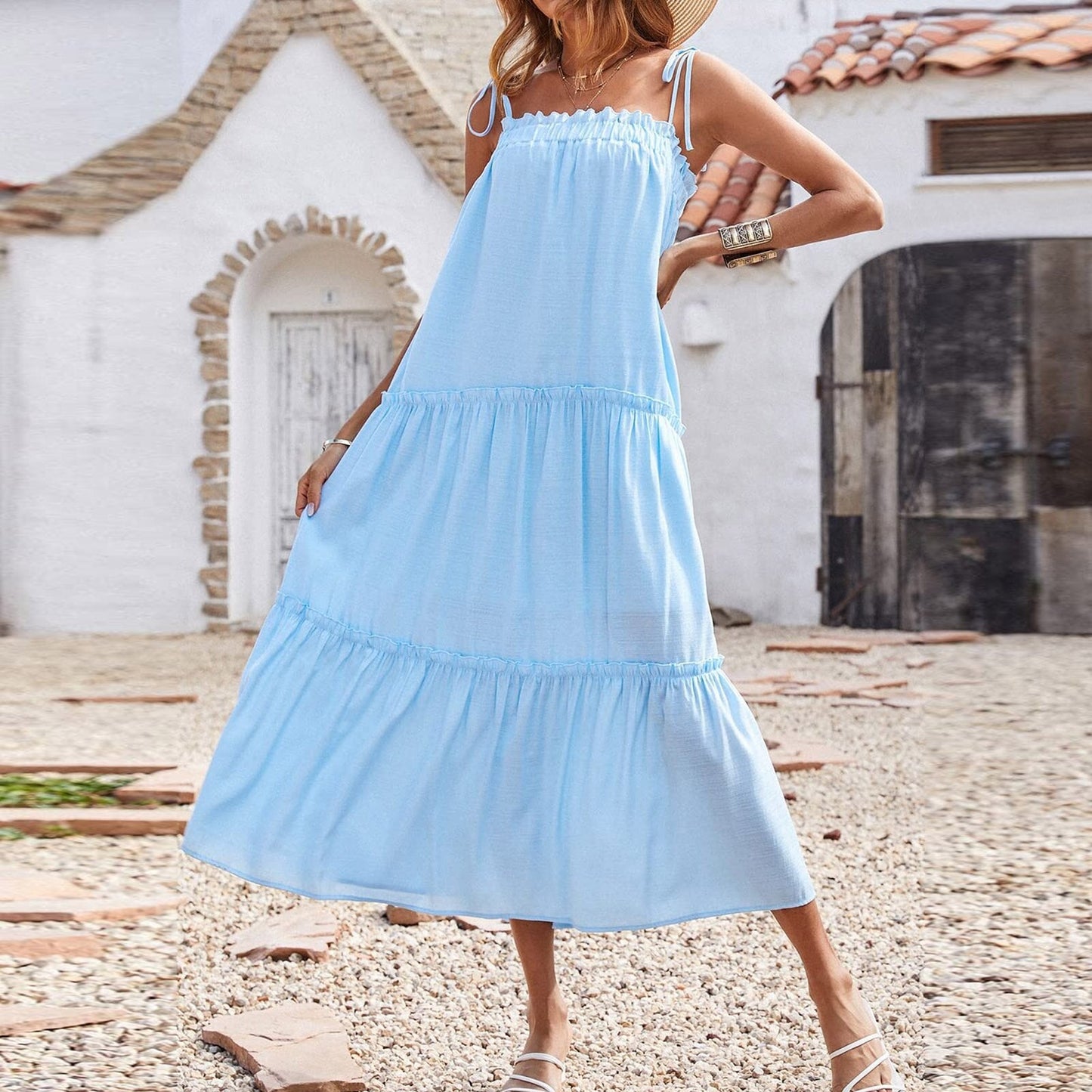 Tru Tiered Ruffle Maxi Dress - Powder Blue - FINAL SALE