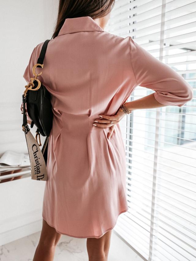 Harmony Cotton Button Down Shirt Dress - Blush