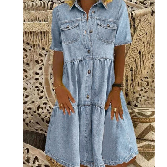 Footloose Tencel Button Down Tiered Dress