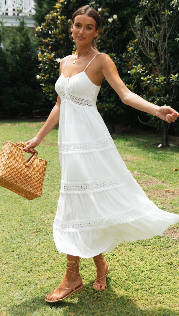 Rae Swiss Dot Eyelet Maxi Dress - White