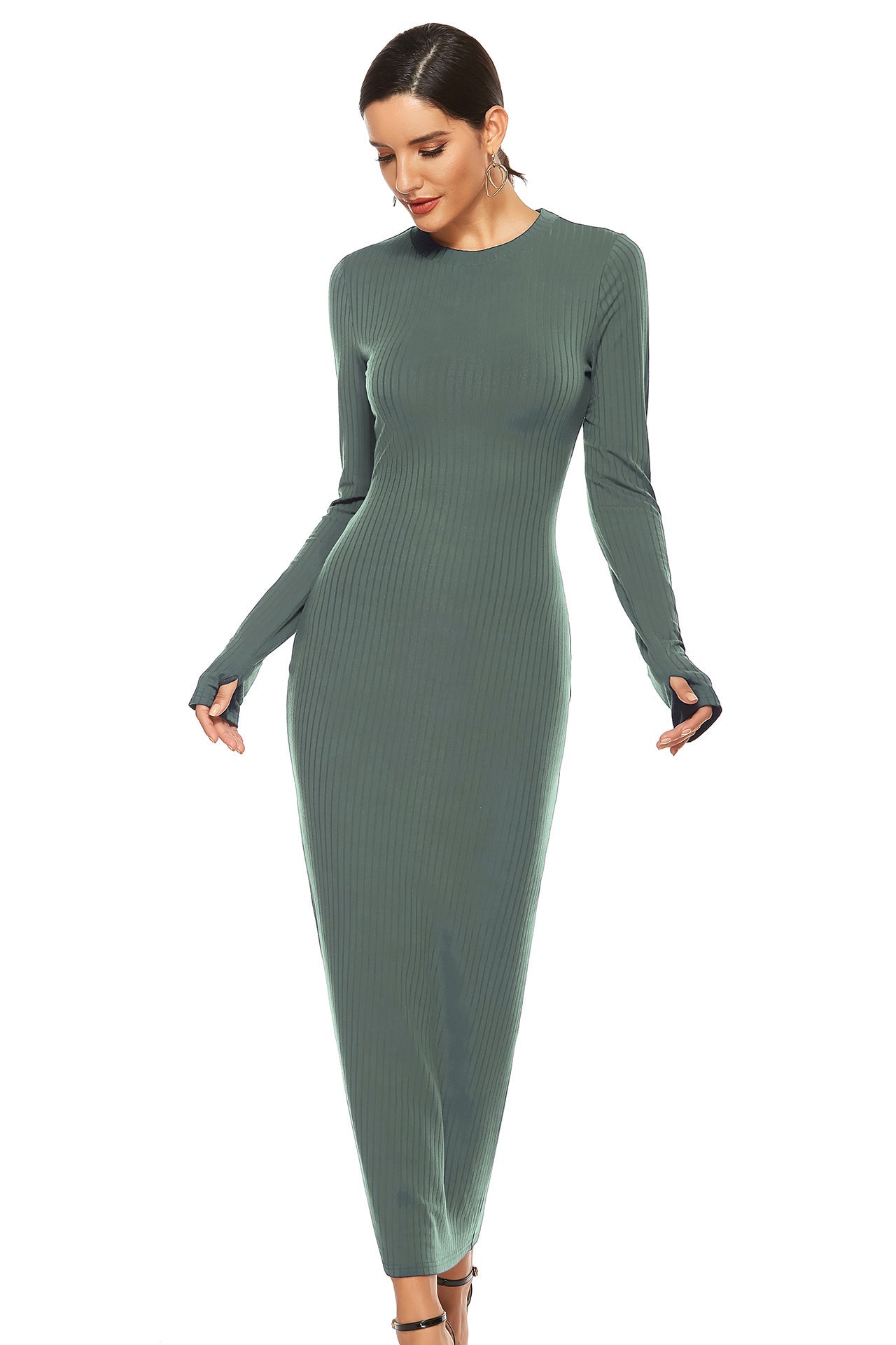 Cheers To You Knit Maxi Sweater Dress - Olive