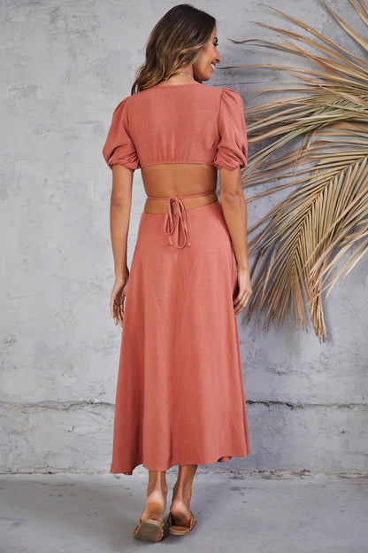 Neoma Cutout Maxi Dress - Bright Blush