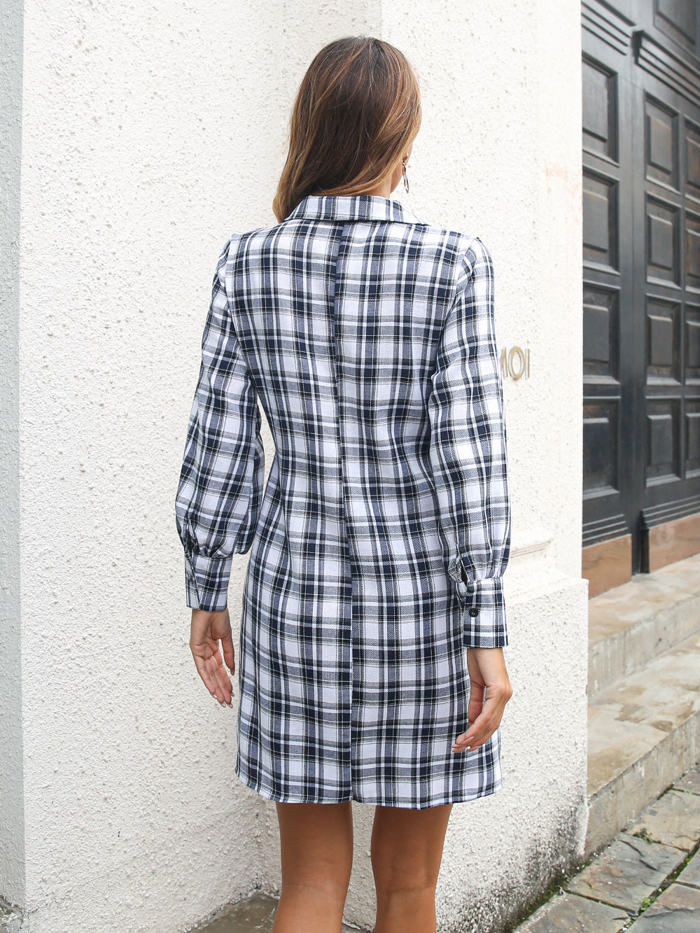 Archie Cotton Ruched Plaid Shirt Dress - FINAL SALE