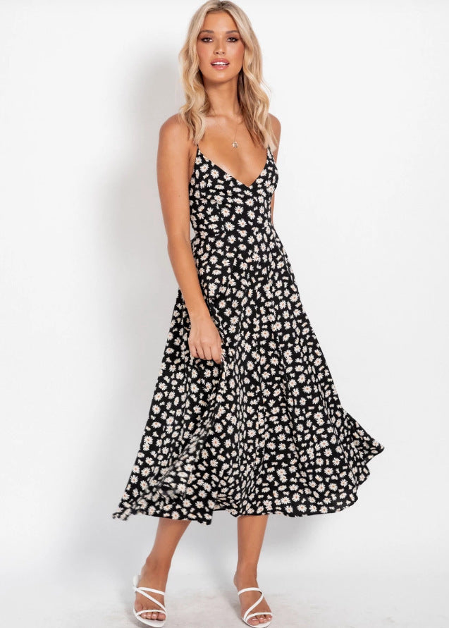 Torrie Polka Dot Tie Front Maxi Dress - Black - FINAL SALE