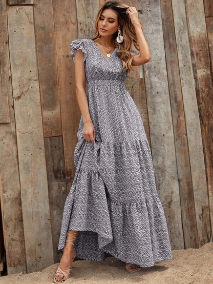 Tassajara Striped Ruffle Maxi Dress