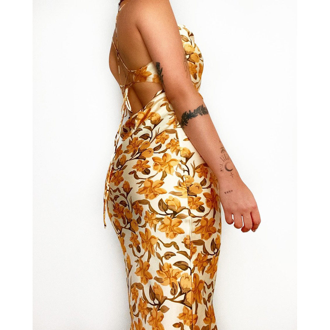 Lakeshore Printed Slip Midi Dress - Yellow