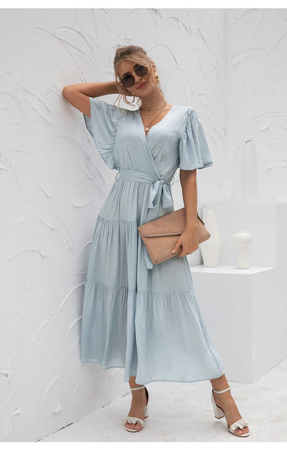 Saint Tropez Puff Sleeve Wrap Midi Dress