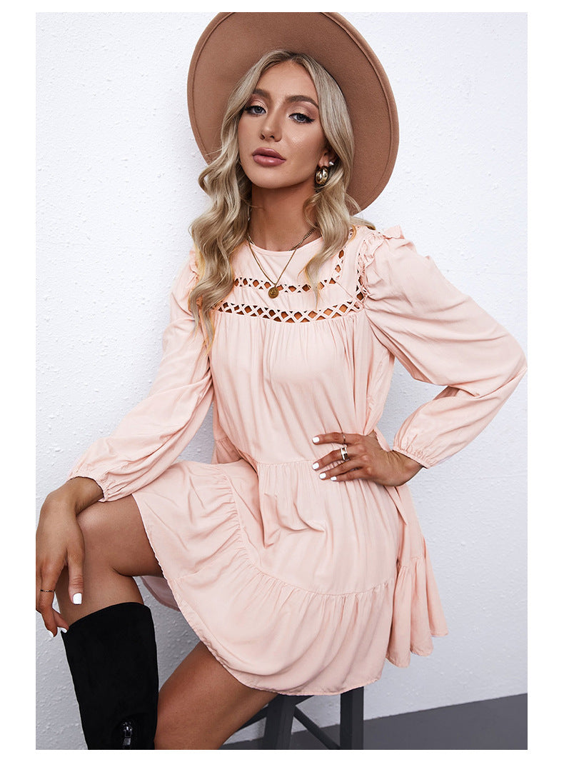 Canyon Pocketed Tiered Babydoll Dress - Blush