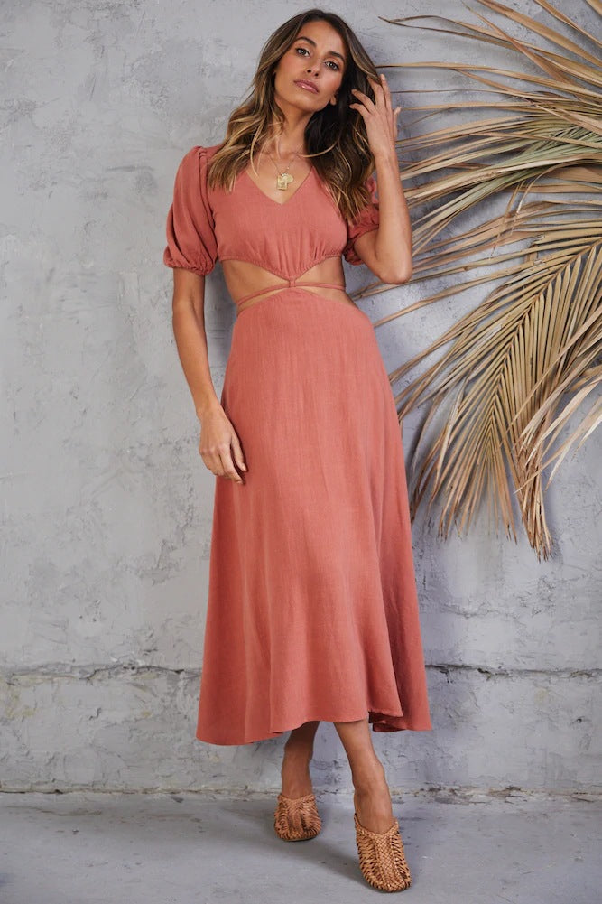 Neoma Cutout Maxi Dress - Bright Blush